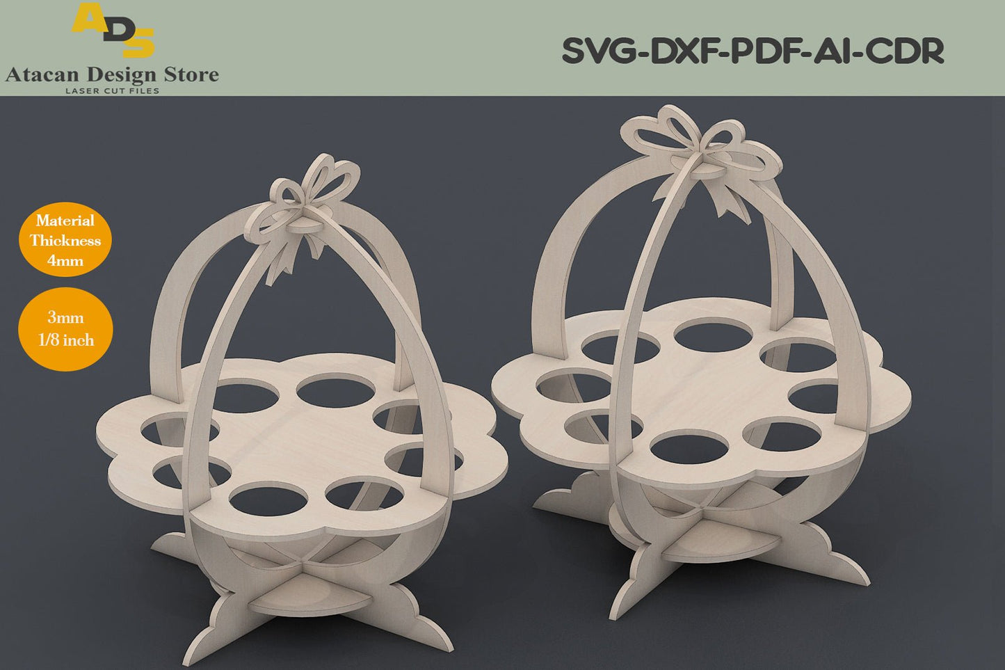 Egg Stand laser cut file / Egg Holder Laser Model / Easter Basket vector cut files / Glowforge cutting files ADS157