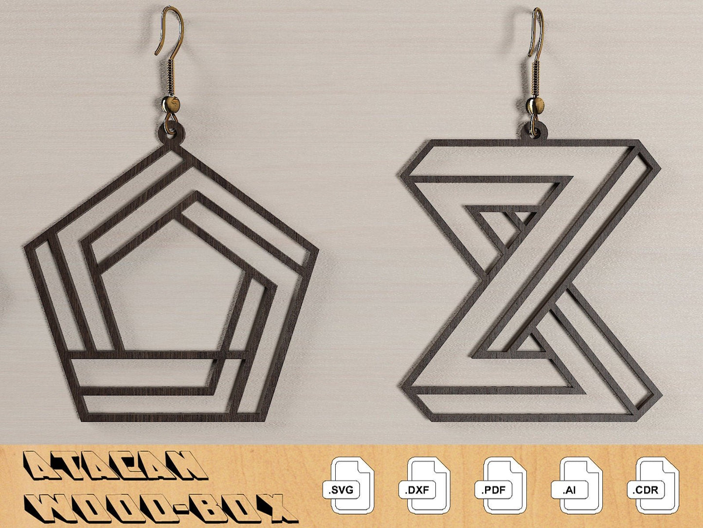 Elegant Geometric Earrings decorative Craft Jewelry Pendants Set laser cut SVG, DXF CDR Ai 316