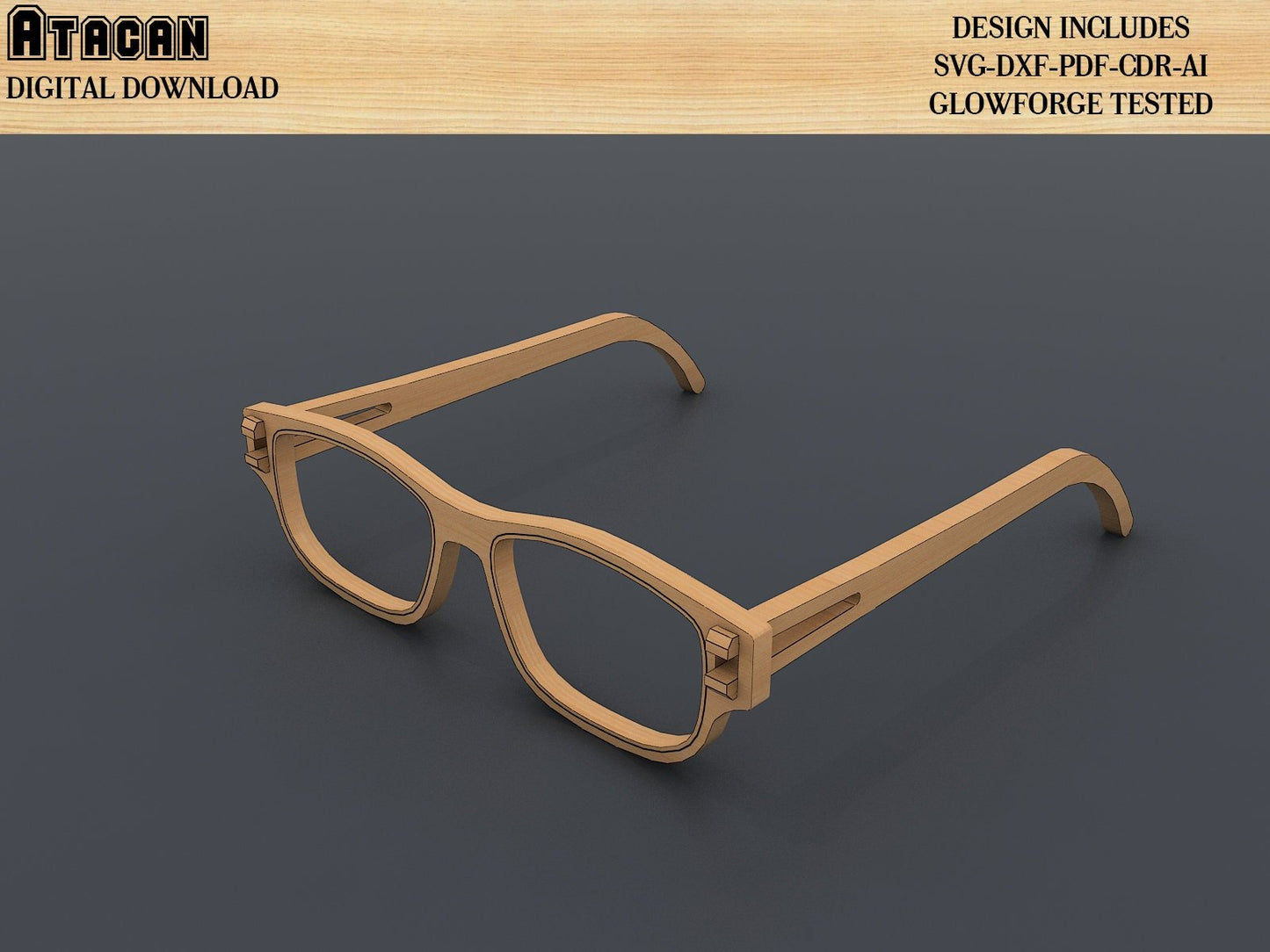 Eyeglass Laser cut files / Wooden MDF Glasses craft shape laser cut / Glowforge SVG file 324