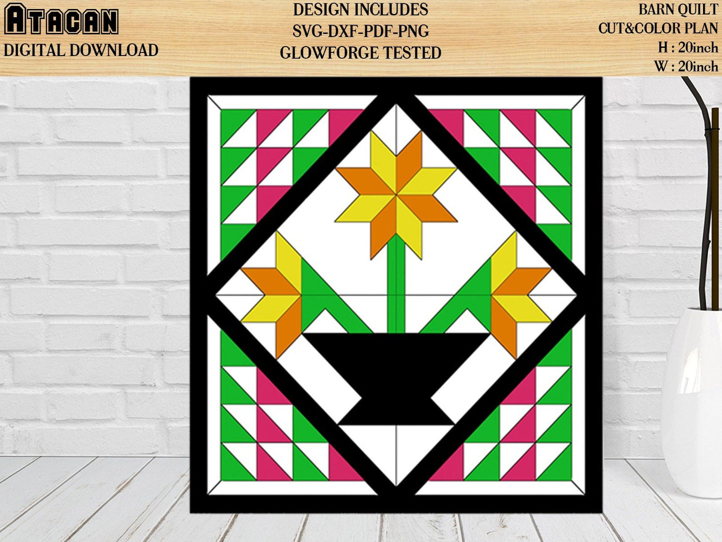 Farmhouse Quilt SVG laser cut file for Glowforge projects inspired wall art Chevron Southwest Arrow designs Home decor 20x20 inch quilt 009