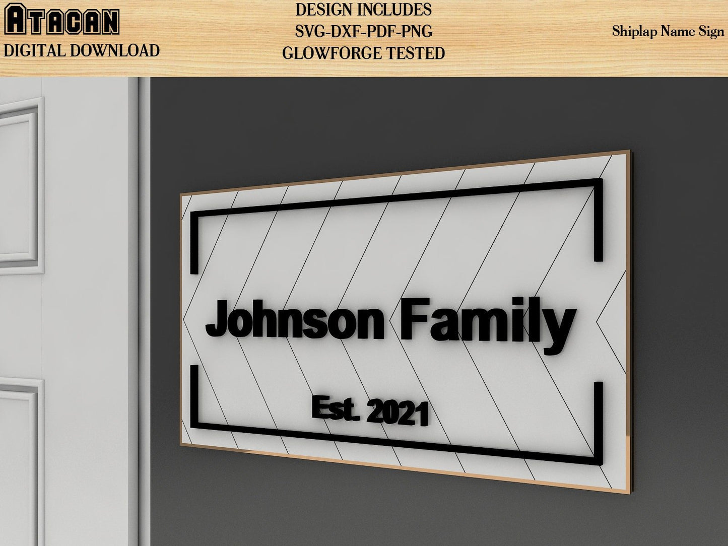 Faux shiplap Name Sign svg pattern Glowforge Cut Files Instant Download 143