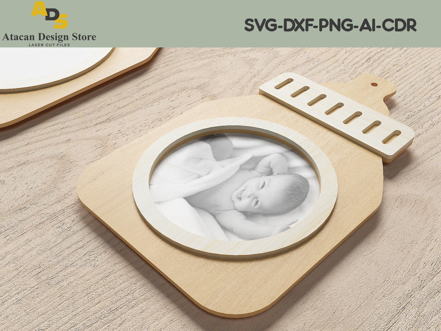 Feedle Bottle Photo Keepsake / Baby Frame Laser cut files Dxf, SVG238