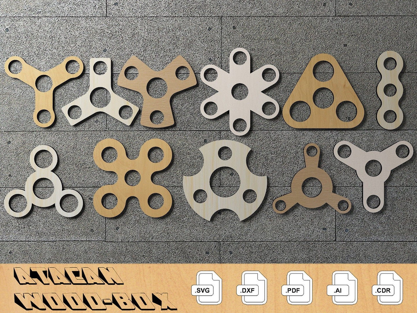 Fidget Spinners Laser Cut / Kids toy Spinner / Scrapbooking SVG DXF Ai CDR Files 298