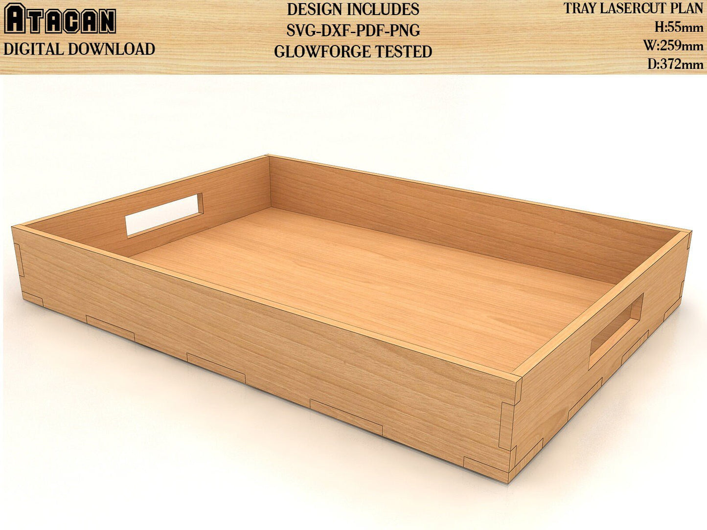 Flat Tray SVG file, Wooden Tray laser cut template, Glowforge Cutting Plan 123