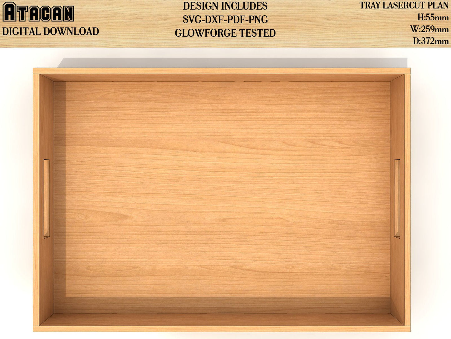 Flat Tray SVG file, Wooden Tray laser cut template, Glowforge Cutting Plan 123