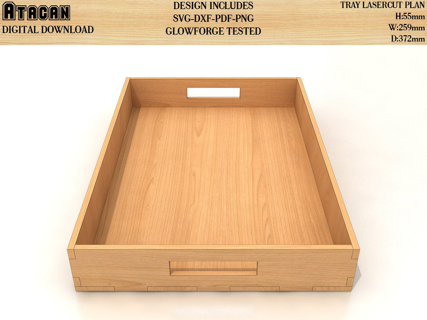 Flat Tray SVG file, Wooden Tray laser cut template, Glowforge Cutting Plan 123
