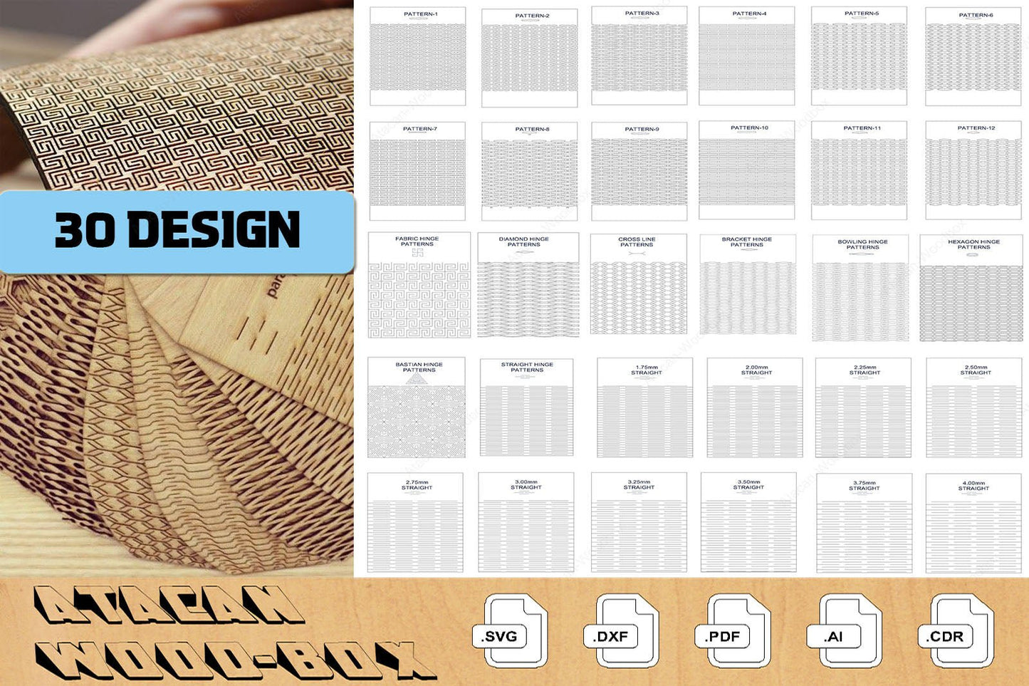 Flexible Laser Cut Pattern Bundle / Flexible Living Hinge Set / Laser Cutting Files SVG DXF Ai CDR 328