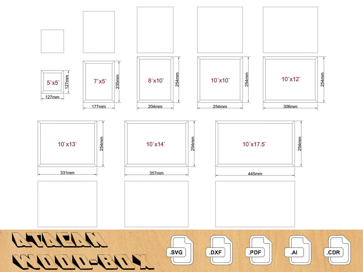 Frames Laser SVG cut files - Photo frame bundle - Glowforge Digital Download 038
