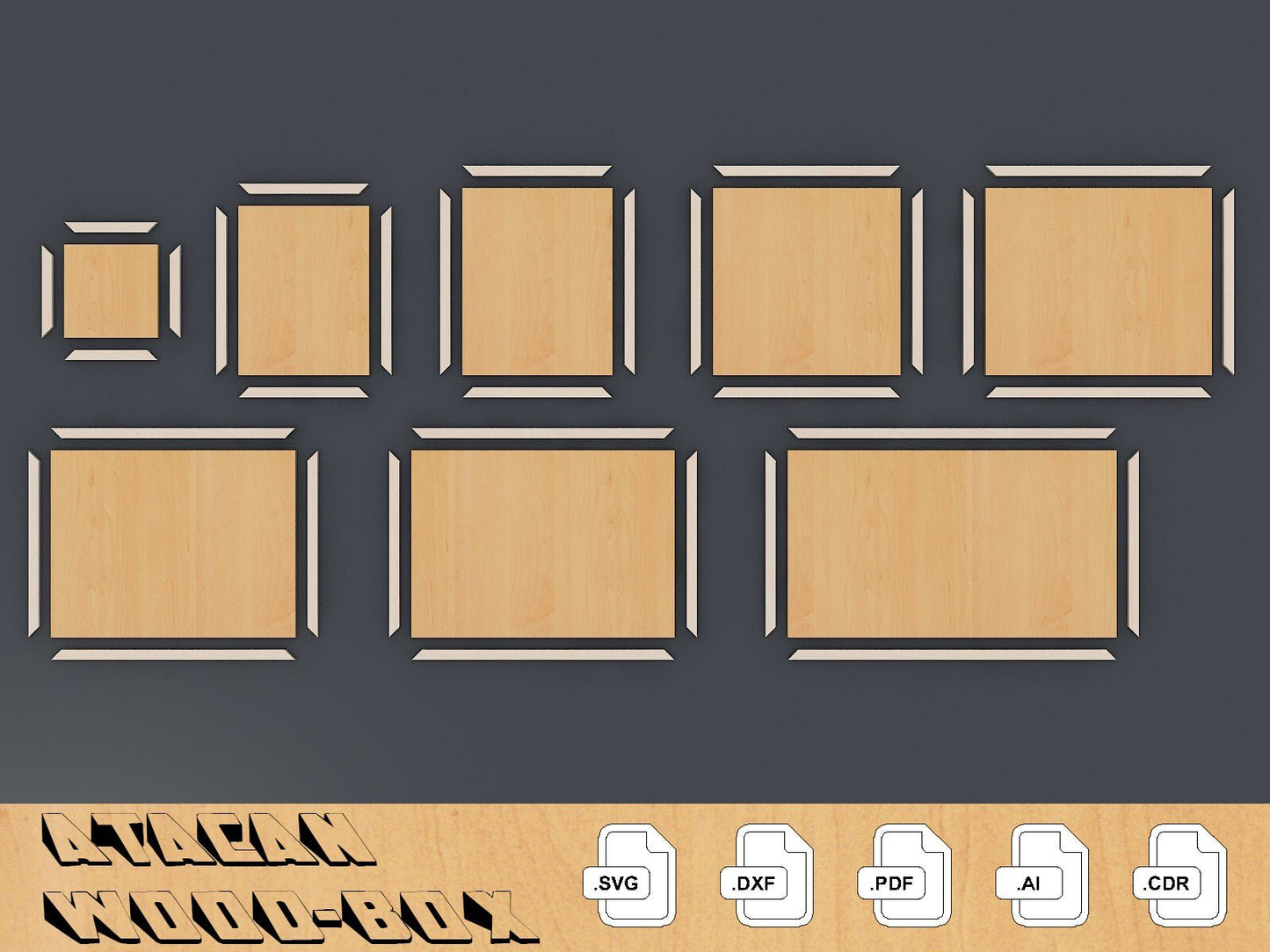Frames Laser SVG cut files - Photo frame bundle - Glowforge Digital Download 038