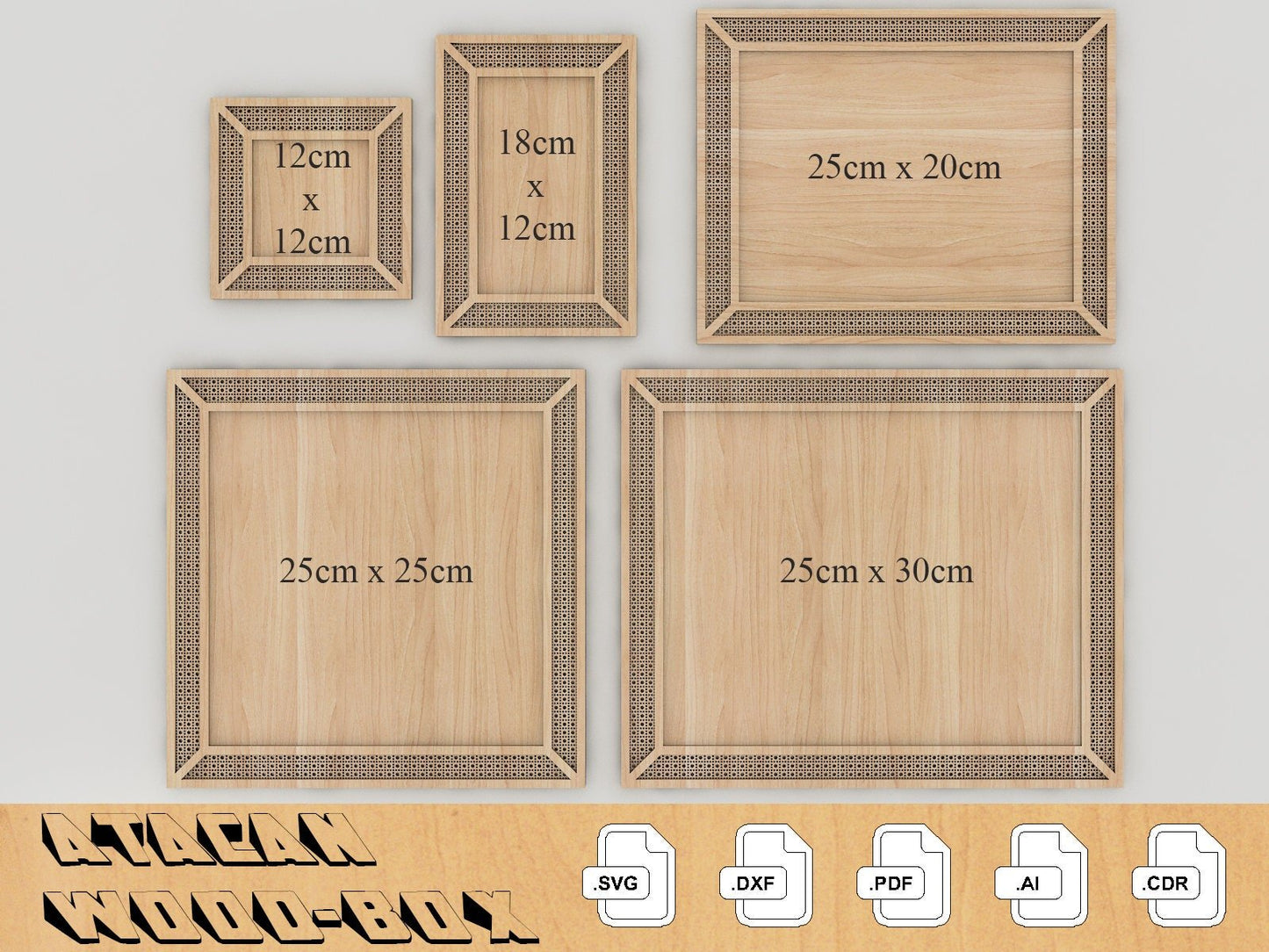 Frames with rattan cane pattern - Rattan Cane Home Decor Wall Hanging Files - Glowforge SVG files 238