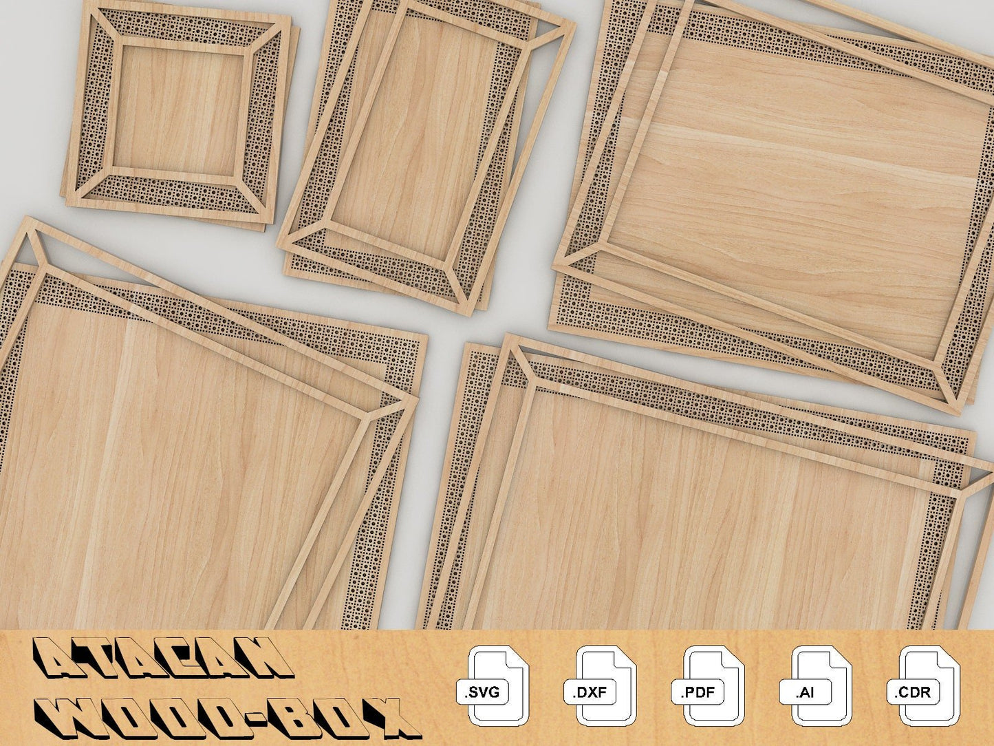 Frames with rattan cane pattern - Rattan Cane Home Decor Wall Hanging Files - Glowforge SVG files 238