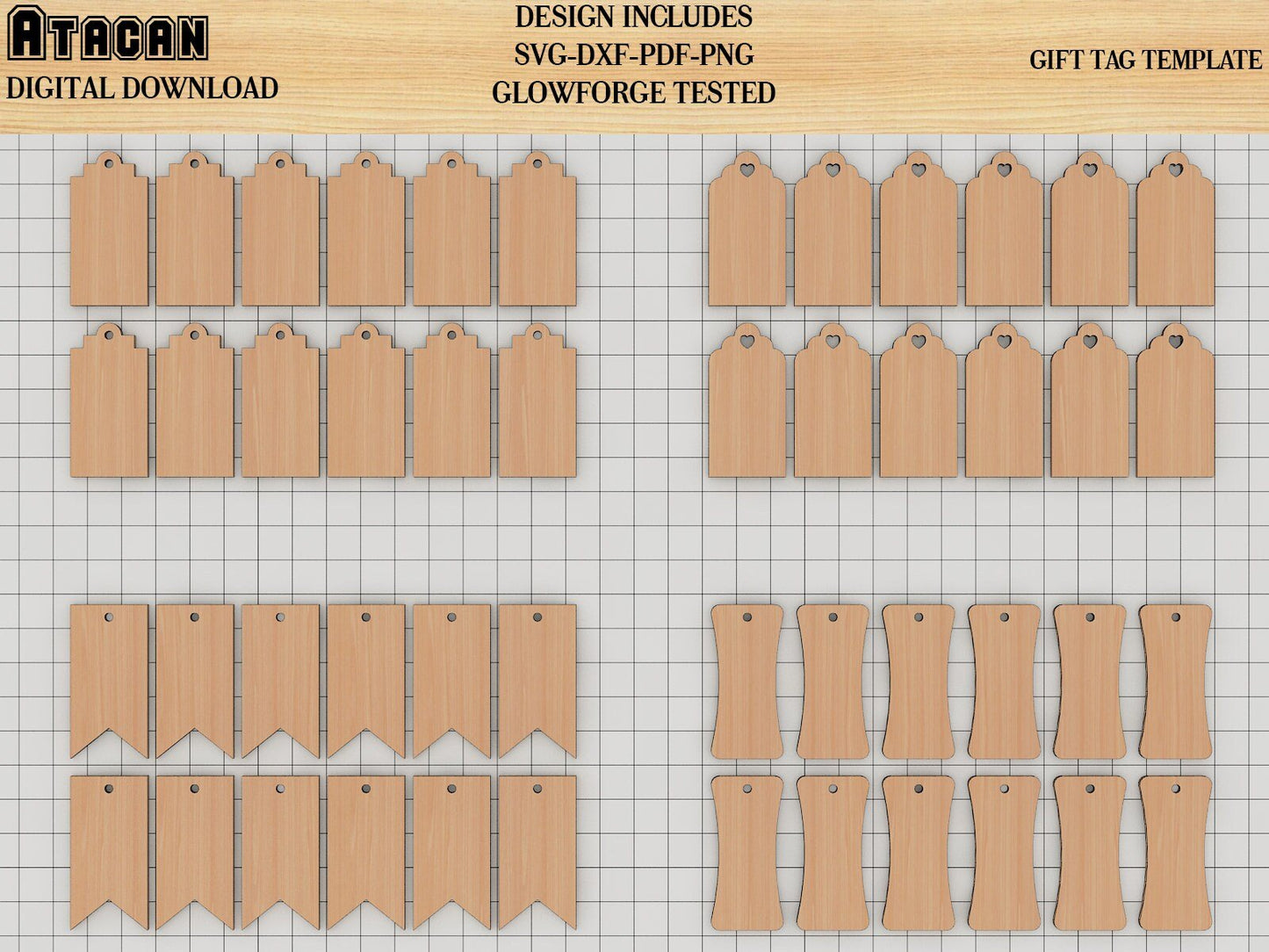 Gift Tag Laser cut Templates 16 Design, Gift Labels Tags Template SVG, PDF, PNG, Dxf files 238