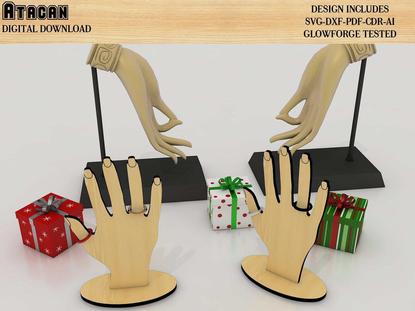 Hand Shaped Ring Holder, Ring Display Bracelet Organizer, laser cutting SVG file, Wooden Earring Holder, Jewellery display 267