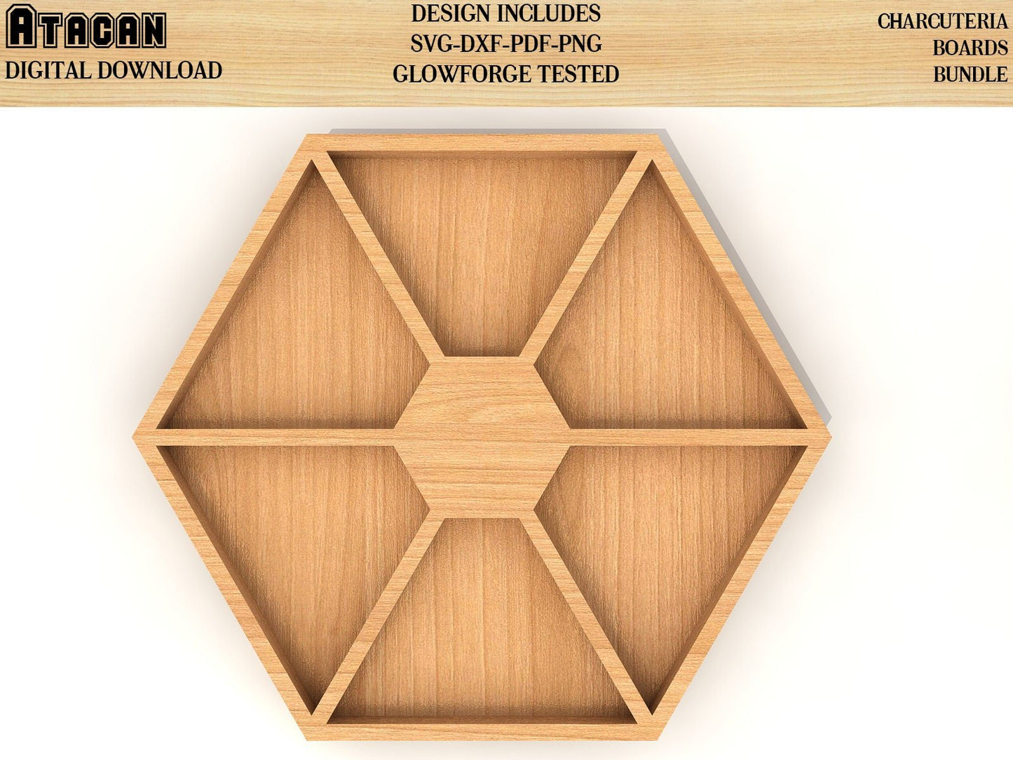 Hexagon Charcuterie Board Svg bundles - Hexagon Laser Cut Files - Glowforge Ready 131