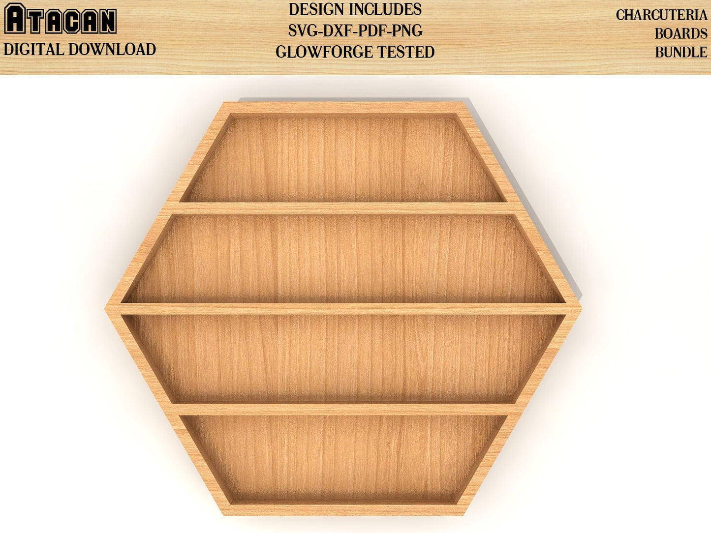 Hexagon Charcuterie Board Svg bundles - Hexagon Laser Cut Files - Glowforge Ready 131