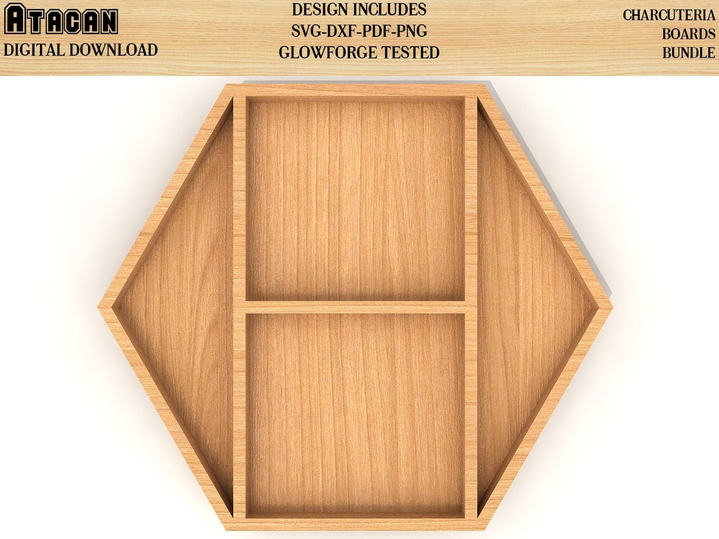 Hexagon Charcuterie Board Svg bundles - Hexagon Laser Cut Files - Glowforge Ready 131