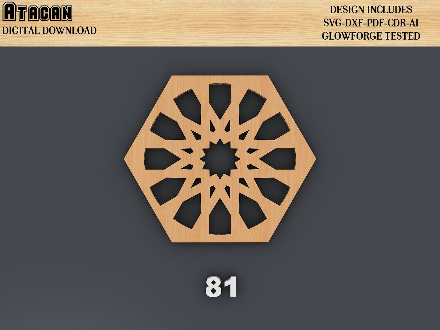 Hexagon Wooden Coaster Set / Grill Trivet Templates / Vector Digital Instant Download