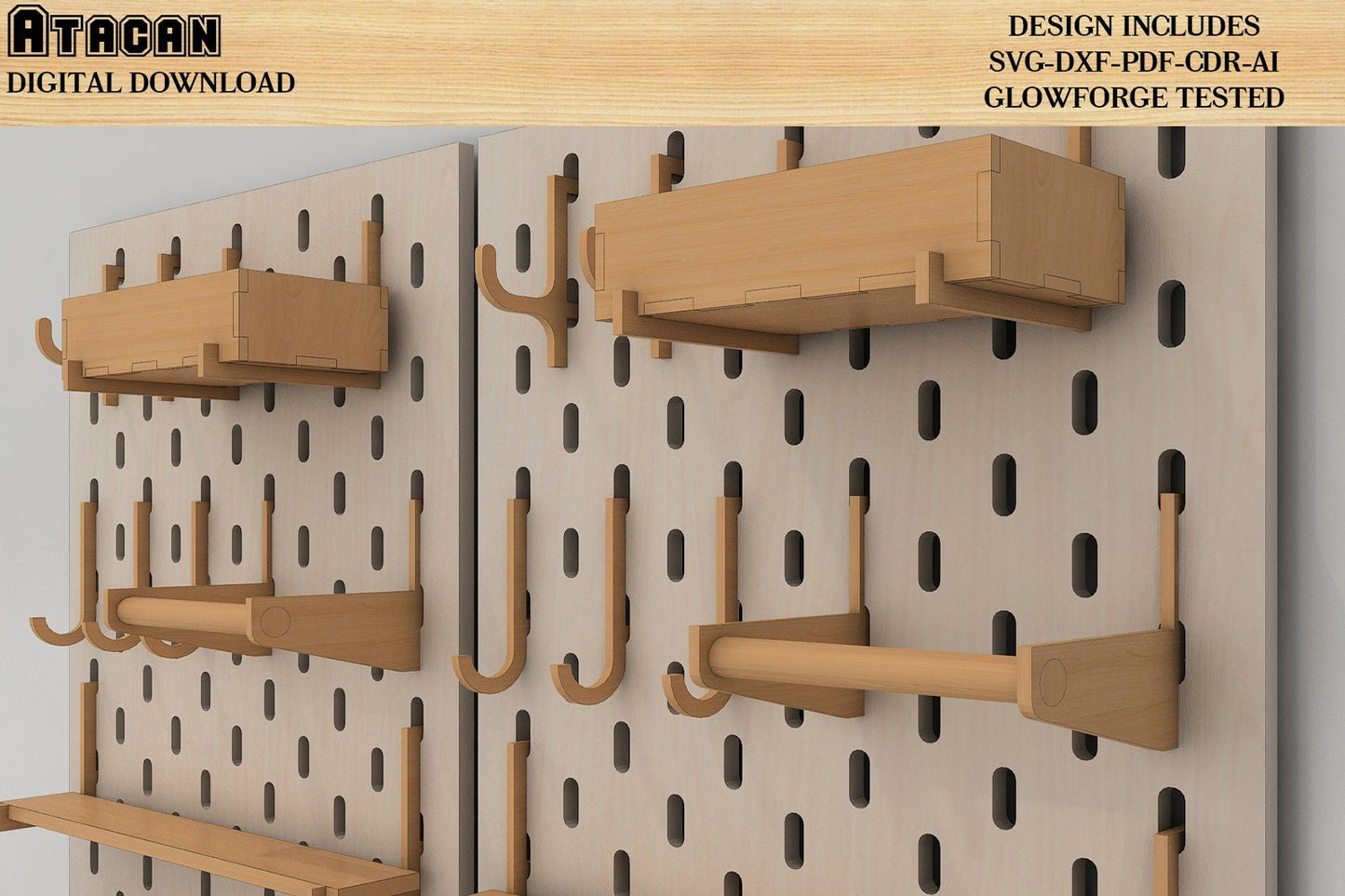 Home and Office Wall Organiser Pegboard Complete Set and Accessories / Tool Storage with Shelf & Pegboard
