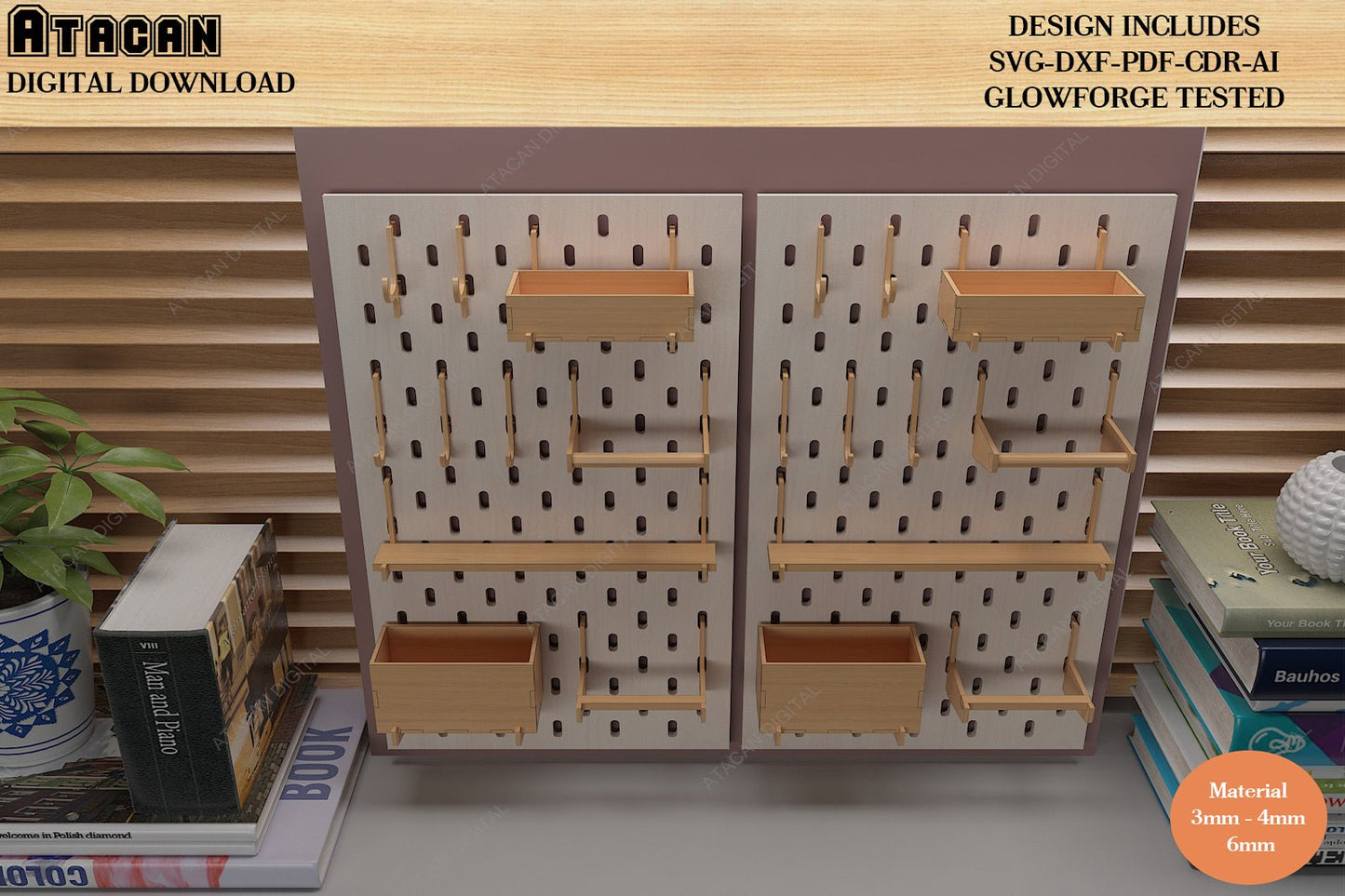 Home and Office Wall Organiser Pegboard Complete Set and Accessories / Tool Storage with Shelf & Pegboard
