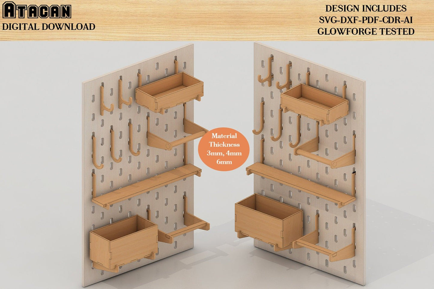 Home and Office Wall Organiser Pegboard Complete Set and Accessories / Tool Storage with Shelf & Pegboard