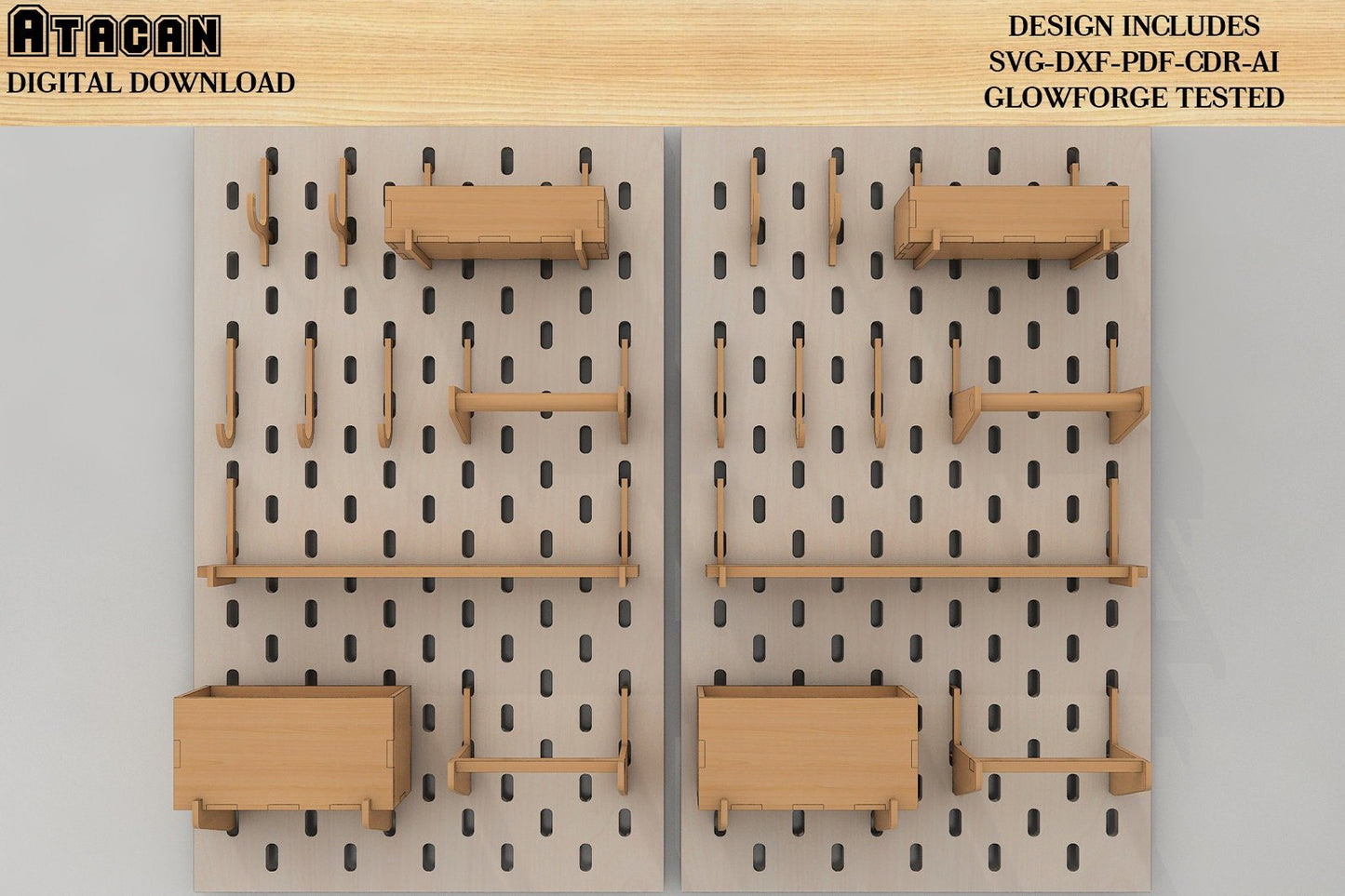 Home and Office Wall Organiser Pegboard Complete Set and Accessories / Tool Storage with Shelf & Pegboard