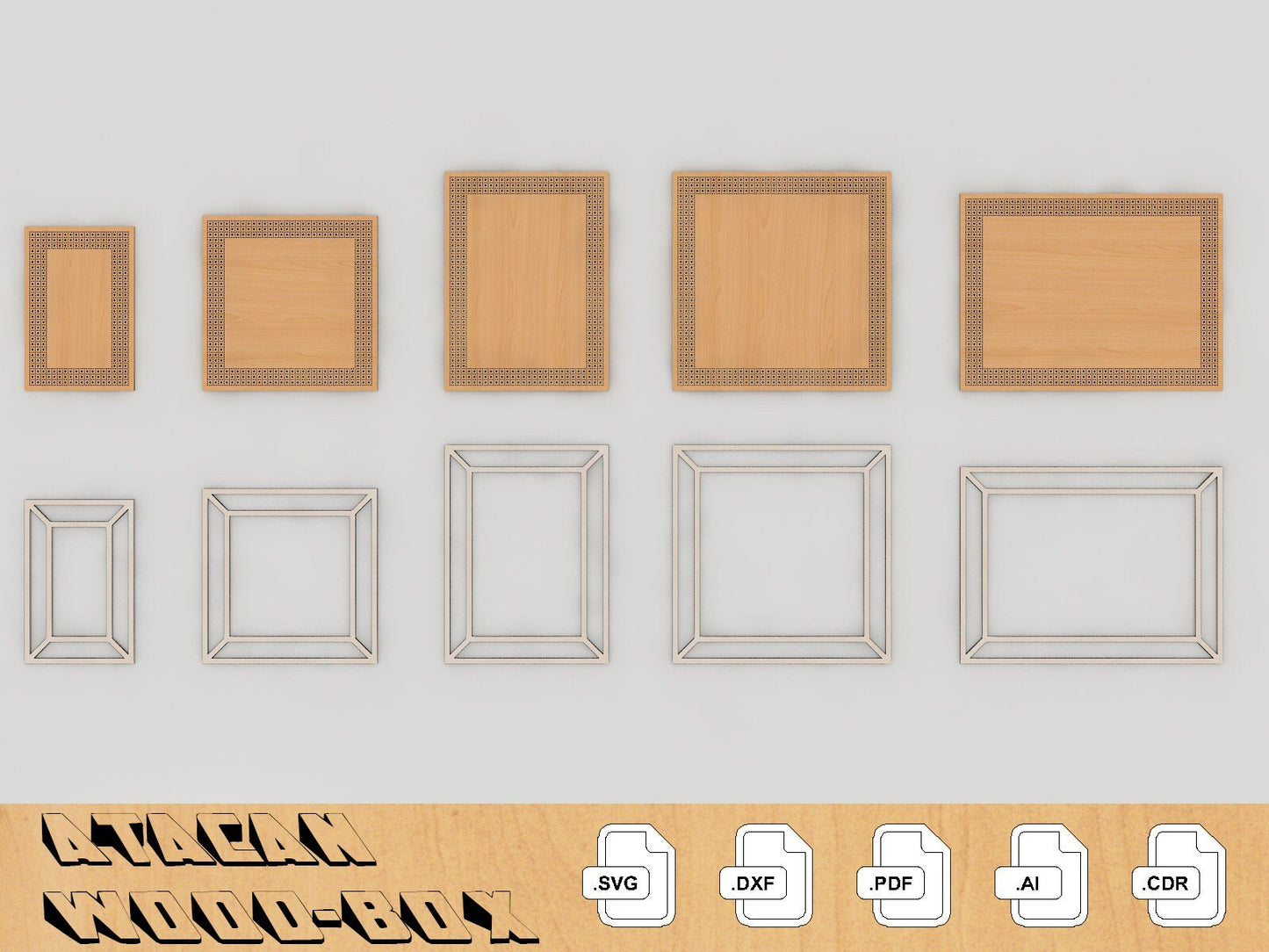 Interchangeable Rattan Frame Cut File - Rattan Laser File - Boho Frame Glowforge file 240