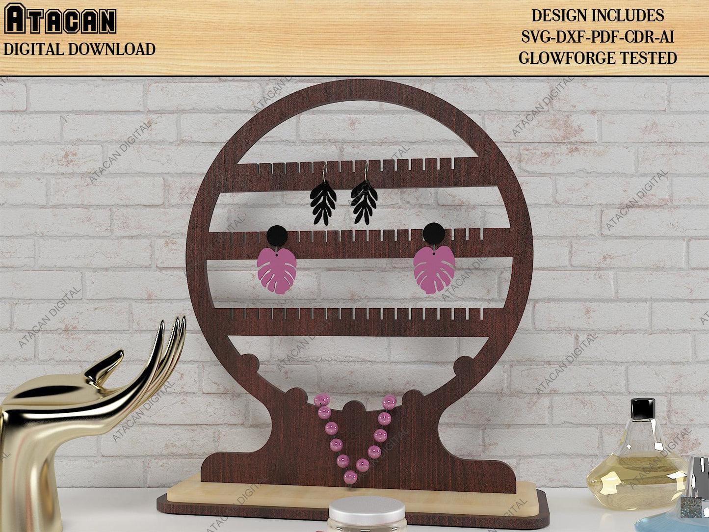 Jewelry Display Stand Bundle / Earring, Necklace, Bracelet Organiser / Jewelry Holders SVG DXF CDR Ai 493