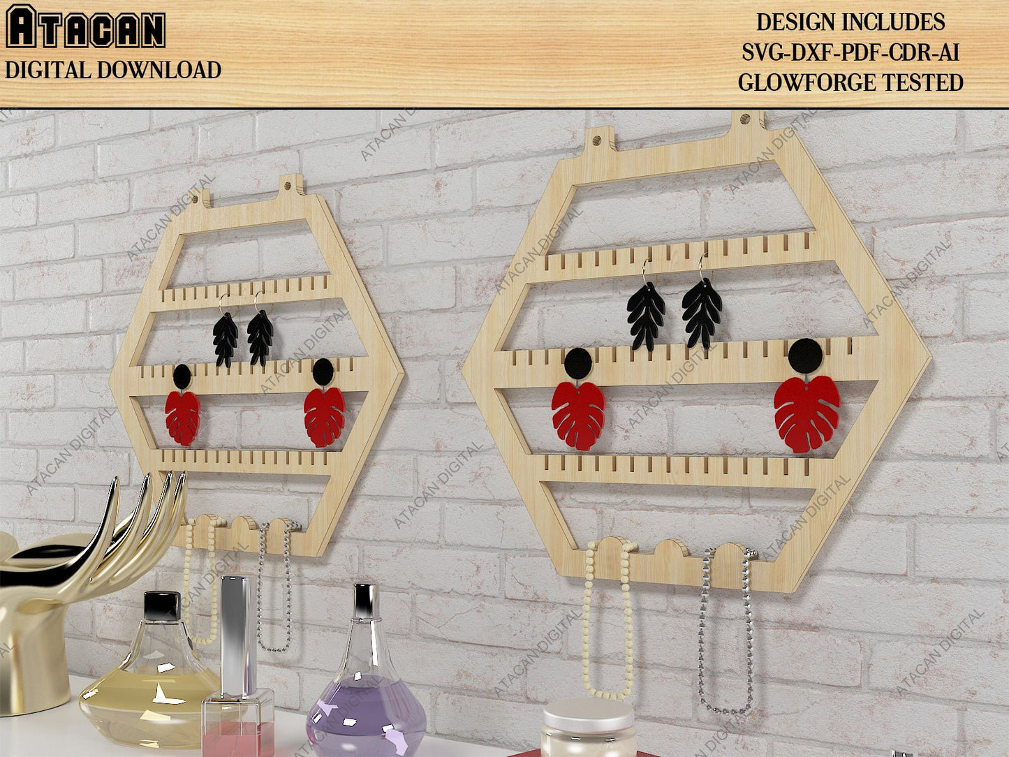 Jewelry Display Stand Bundle / Earring, Necklace, Bracelet Organiser / Jewelry Holders SVG DXF CDR Ai 493