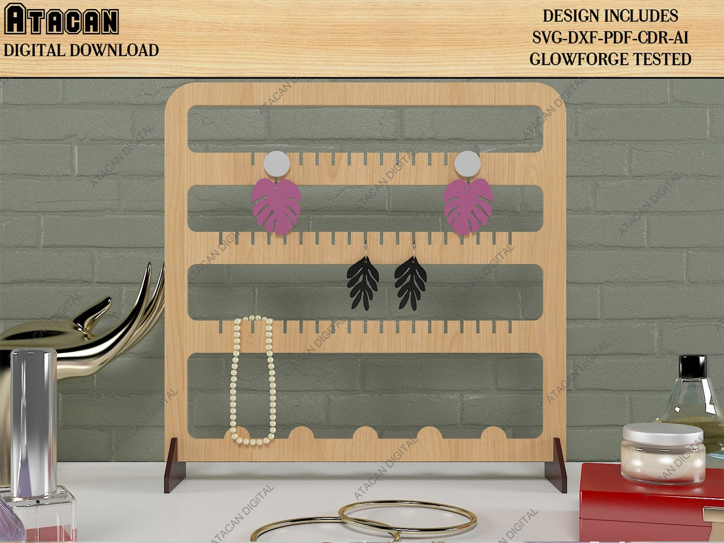 Jewelry Display Stand Bundle / Earring, Necklace, Bracelet Organiser / Jewelry Holders SVG DXF CDR Ai 493