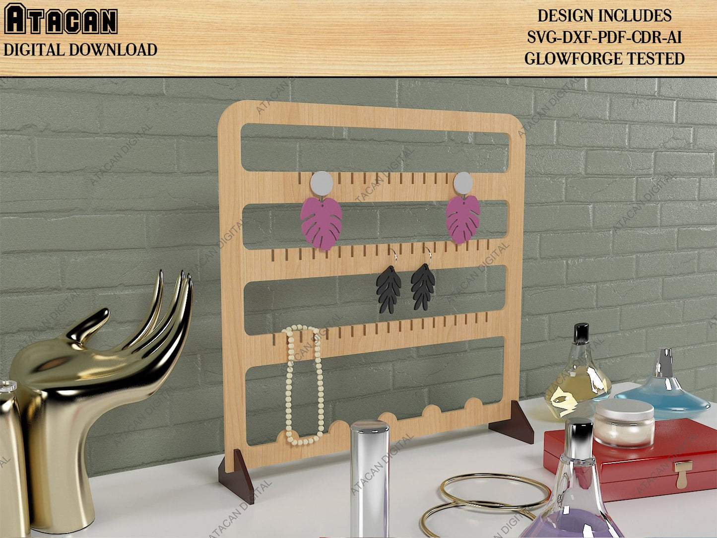 Jewelry Display Stand Bundle / Earring, Necklace, Bracelet Organiser / Jewelry Holders SVG DXF CDR Ai 493