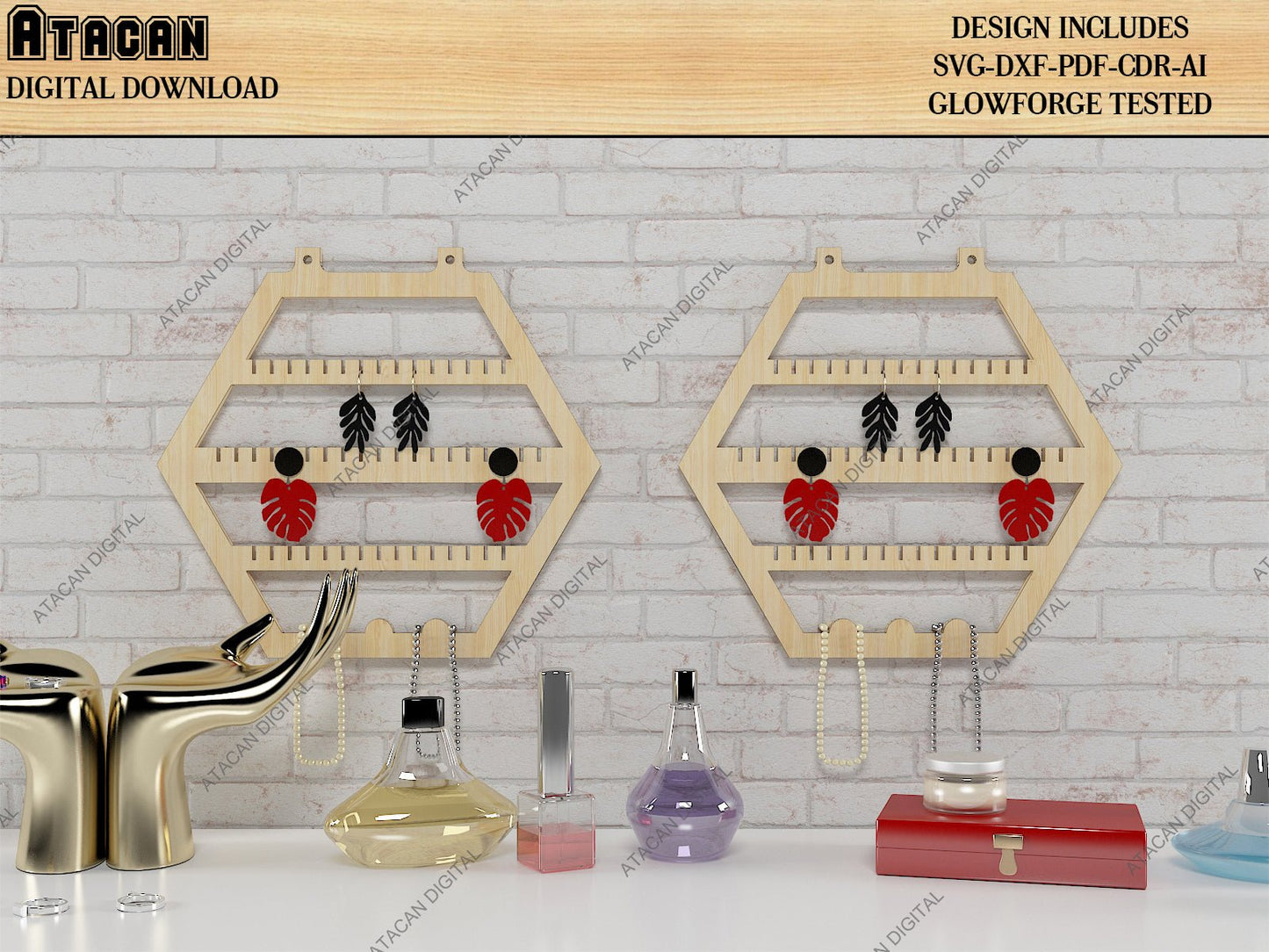 Jewelry Display Stand Bundle / Earring, Necklace, Bracelet Organiser / Jewelry Holders SVG DXF CDR Ai 493