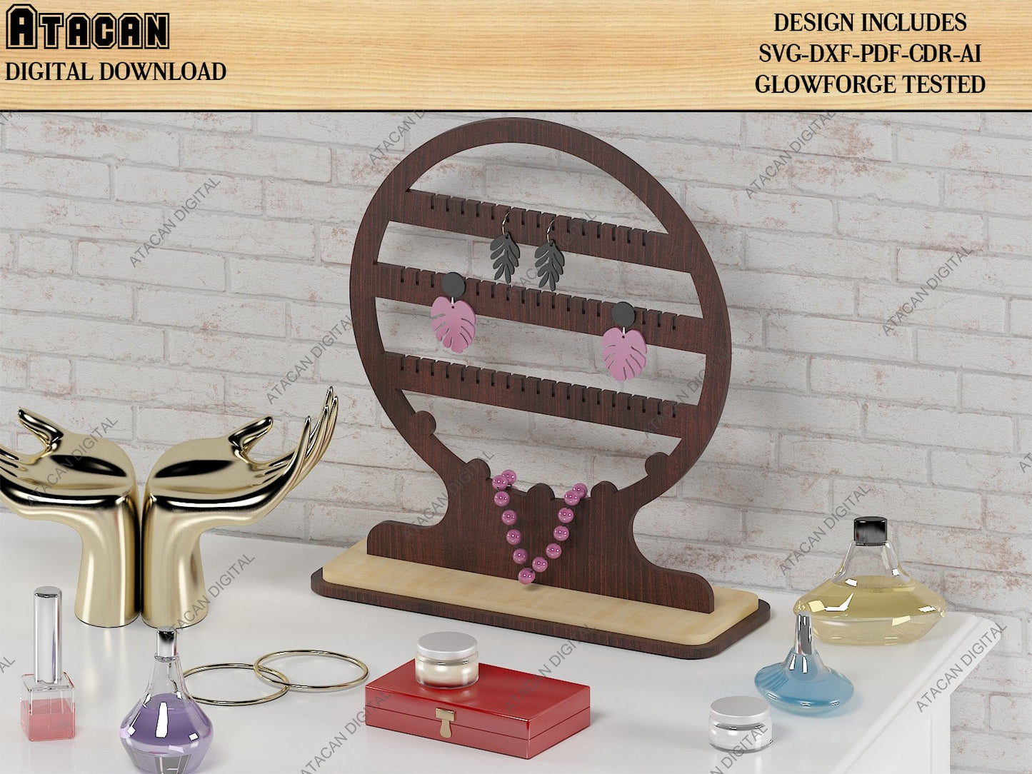 Jewelry Display Stand Bundle / Earring, Necklace, Bracelet Organiser / Jewelry Holders SVG DXF CDR Ai 493