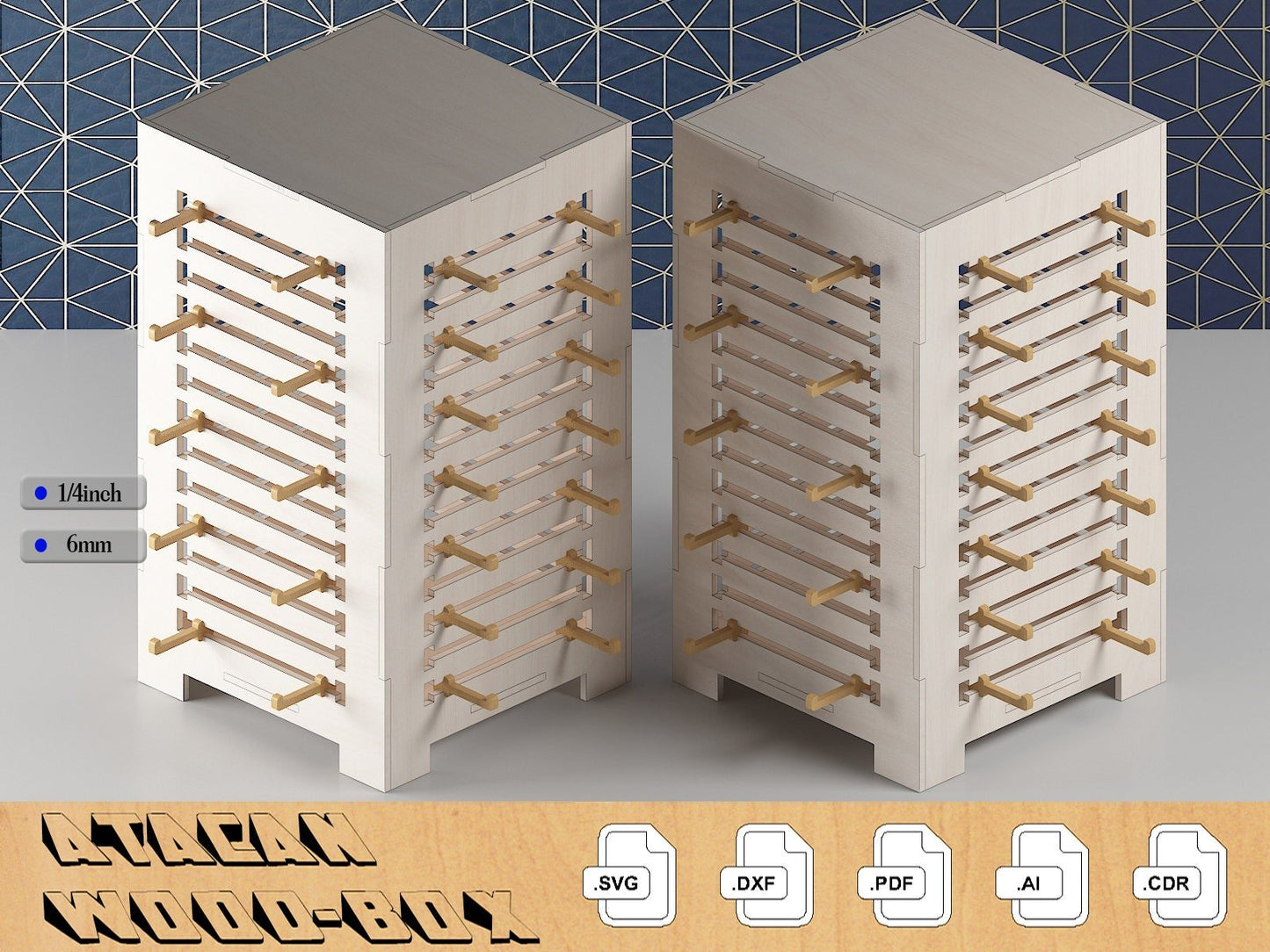 Jewelry Stand Laser Cut Files / Earring Display Holder / Wooden Box Organizer / instant download SVG DXF CDR 318
