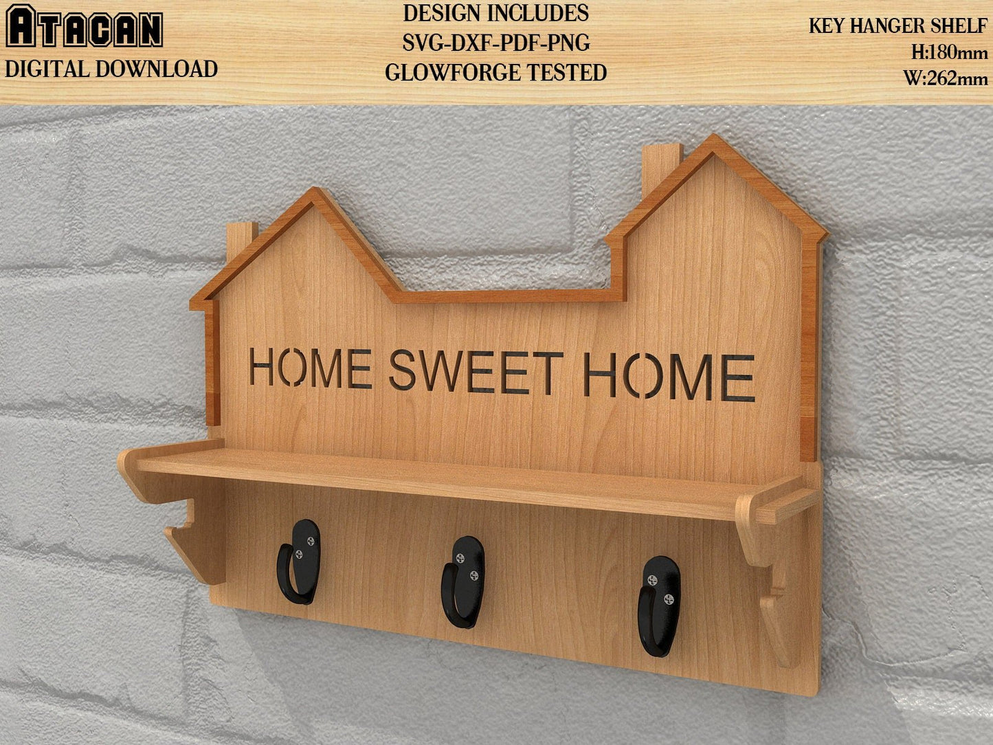 key holder Laser files / Key board / Key Hanger / Digital vector files / Svg files for glowforge 425