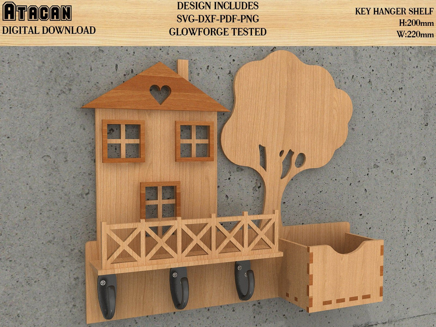 key holder Laser files / Key board / Key Hanger / Digital vector files / Svg files for glowforge 425