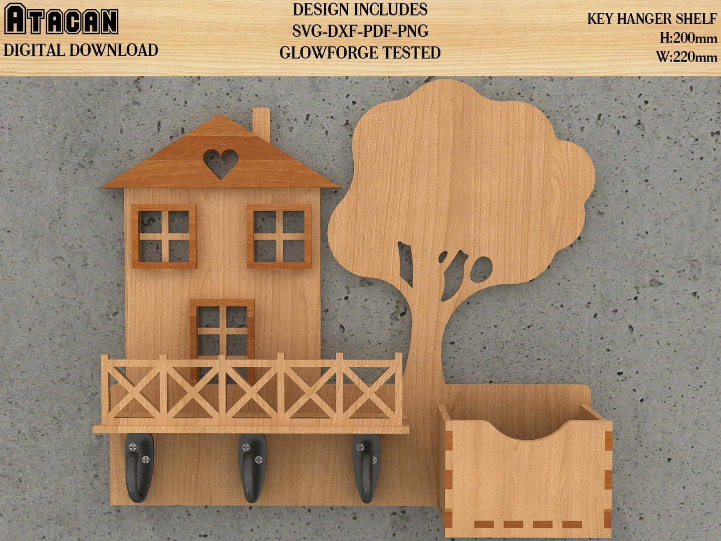 key holder Laser files / Key board / Key Hanger / Digital vector files / Svg files for glowforge 425