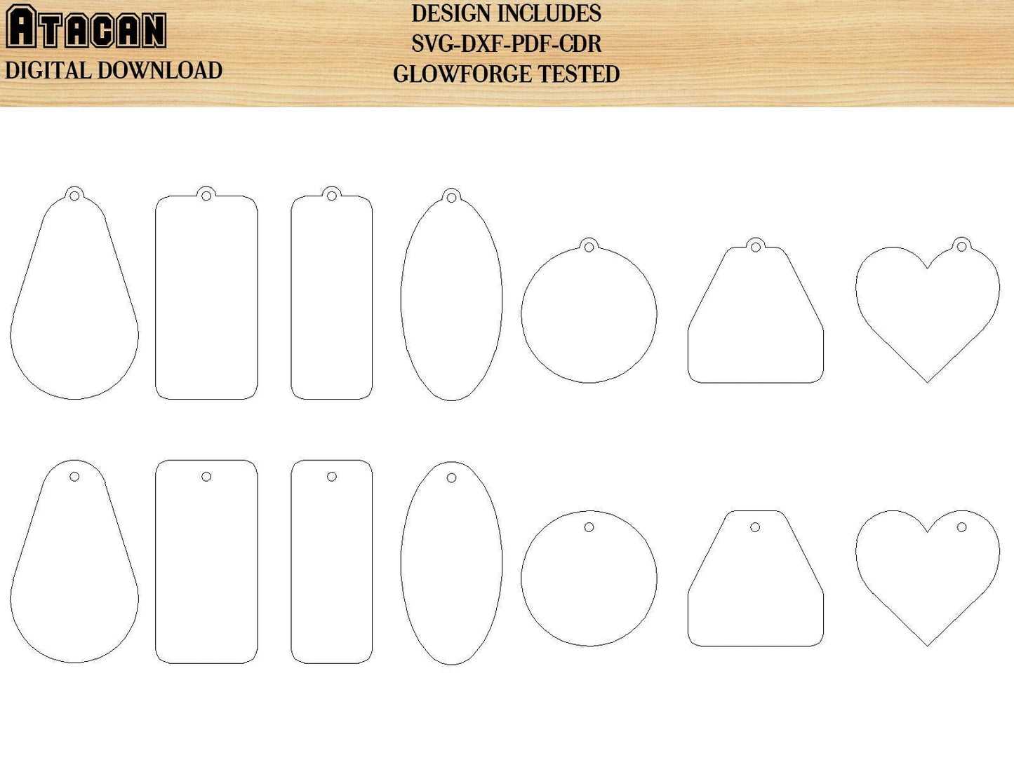 Keychains cut plans Glowforge Digital Download Keychains pattern bundle 061