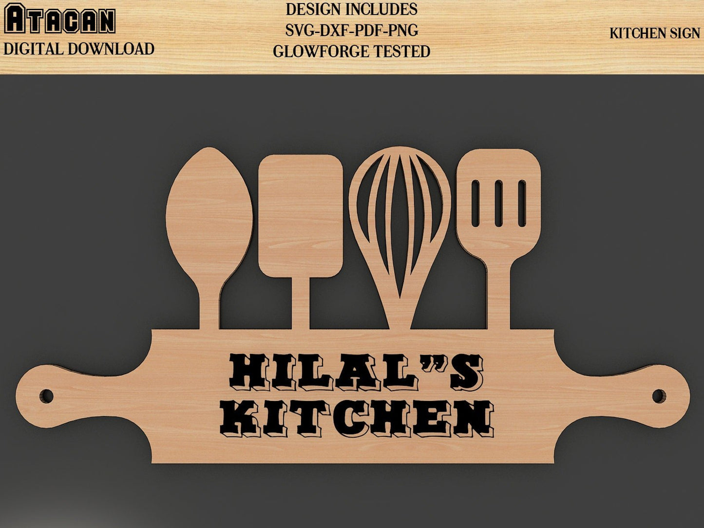 Kitchen Sign SVG file / Glowforge laser cut file 202