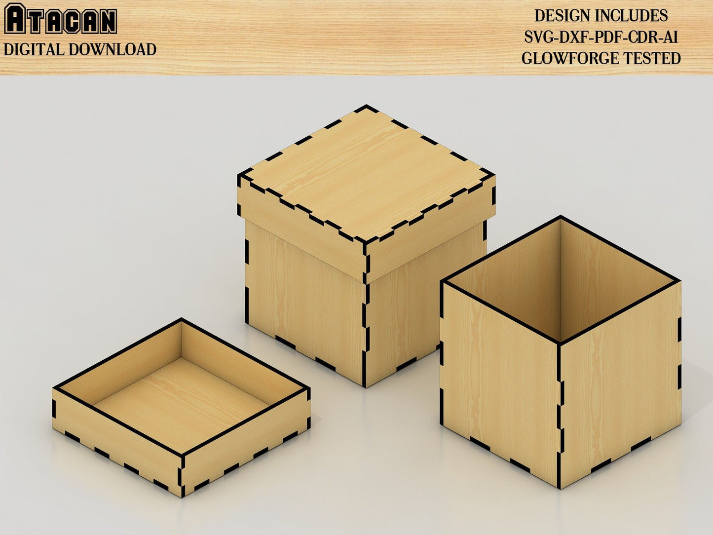 Laser cut Box and Cover Bundle / Gift box Svg files Glowforge laser cut plan 277