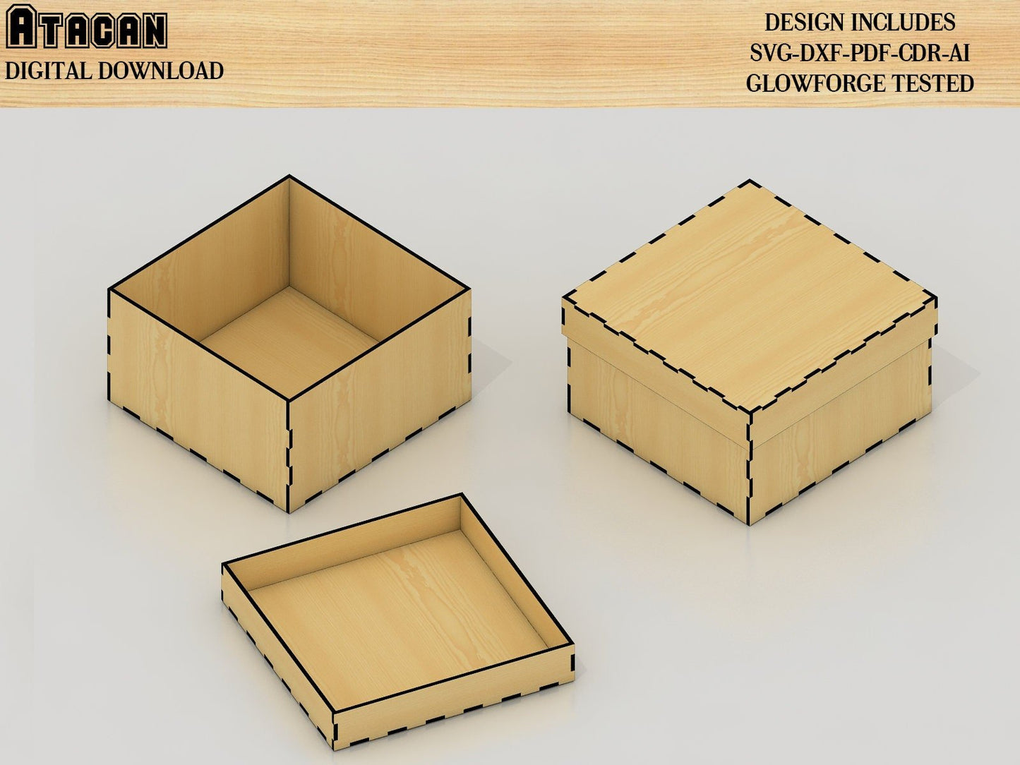 Laser cut Box and Cover Bundle / Gift box Svg files Glowforge laser cut plan 277
