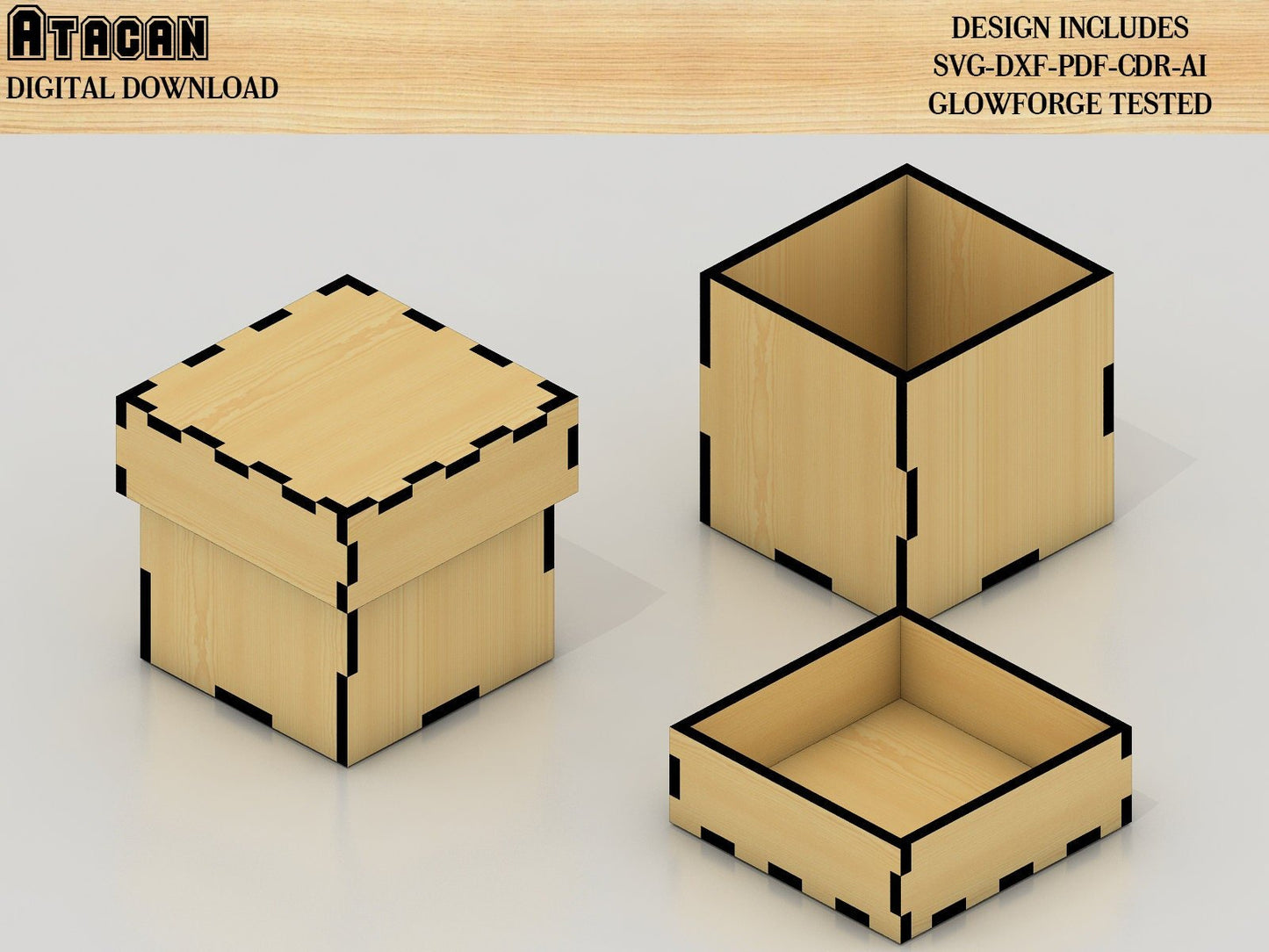 Laser cut Box and Cover Bundle / Gift box Svg files Glowforge laser cut plan 277