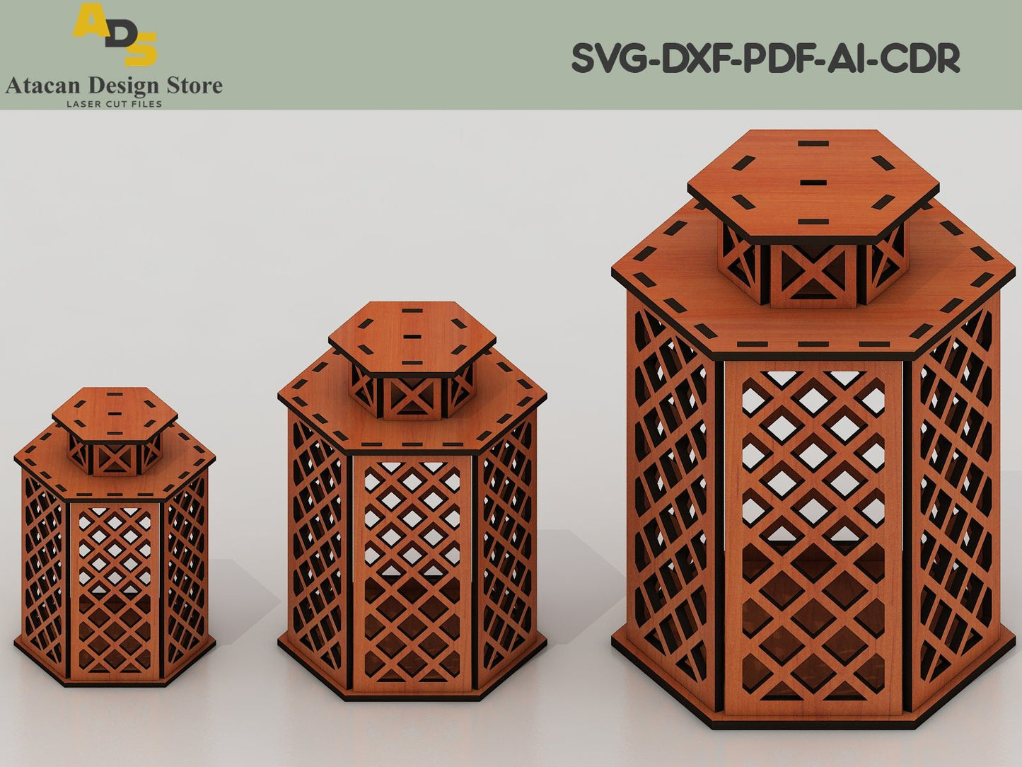 Laser Cut Candle Light / Candlestick Lamp Vector Plans / Wood Lamphsade Templates ADS193