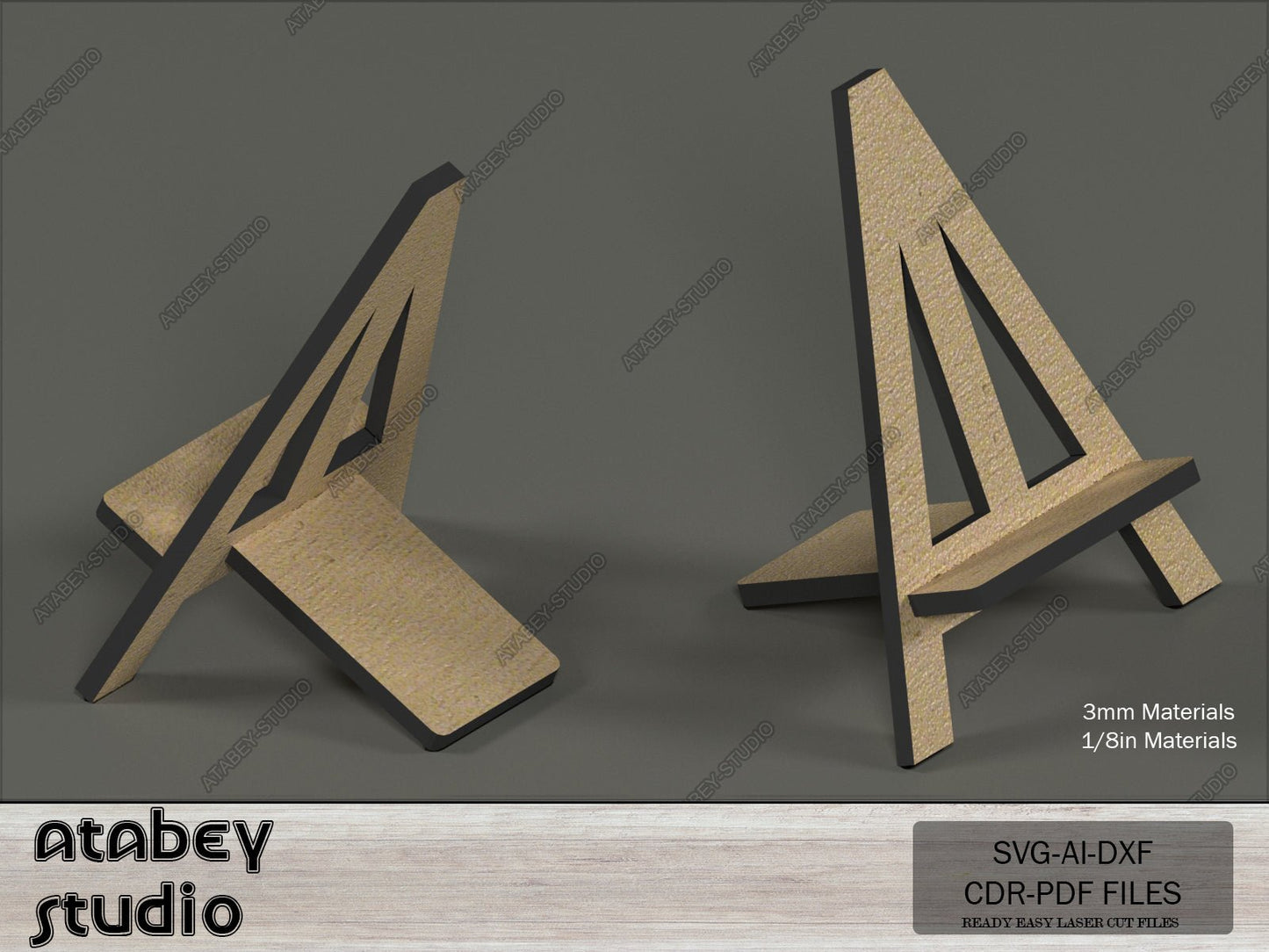 Laser Cut Easel Displays / Frame and Phone Stand Set / Simple Pic Frame Holders SVG CDR DXF Ai 557