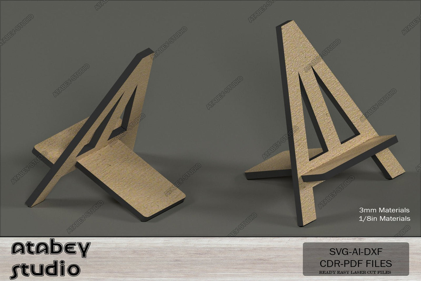 Laser Cut Easel Displays / Frame and Phone Stand Set / Simple Pic Frame Holders SVG CDR DXF Ai 557