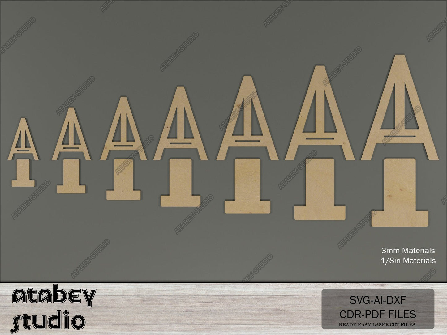 Laser Cut Easel Displays / Frame and Phone Stand Set / Simple Pic Frame Holders SVG CDR DXF Ai 557