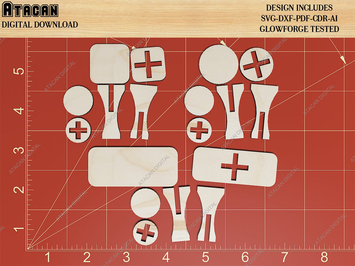 Laser Cut Items / Wood Handle Stamp / Pencil Box / Wooden Sunglasses SVG DXF CDR Ai 495