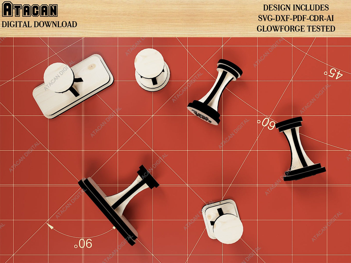 Laser Cut Items / Wood Handle Stamp / Pencil Box / Wooden Sunglasses SVG DXF CDR Ai 495