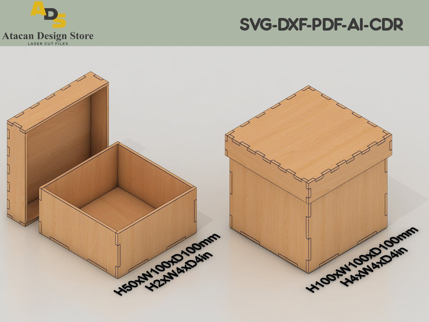 Laser Cut Storage Box With Lid / 12 Different Size Box Bundle / Svg, Cdr, Dxf Files ADS198