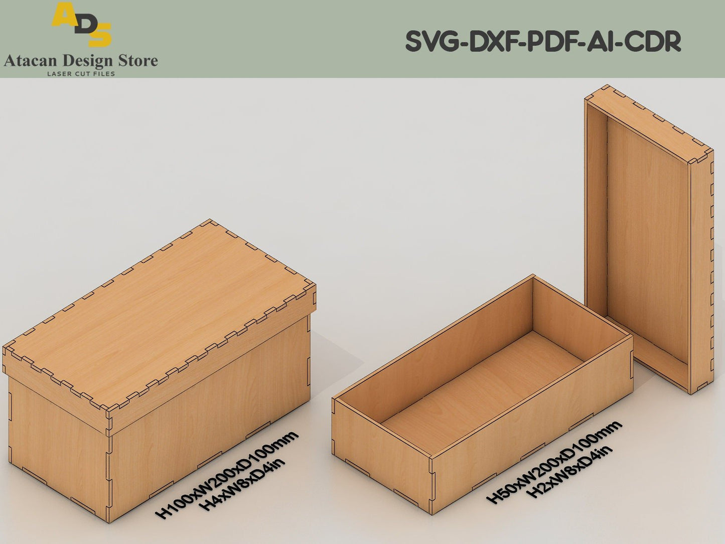 Laser Cut Storage Box With Lid / 12 Different Size Box Bundle / Svg, Cdr, Dxf Files ADS198