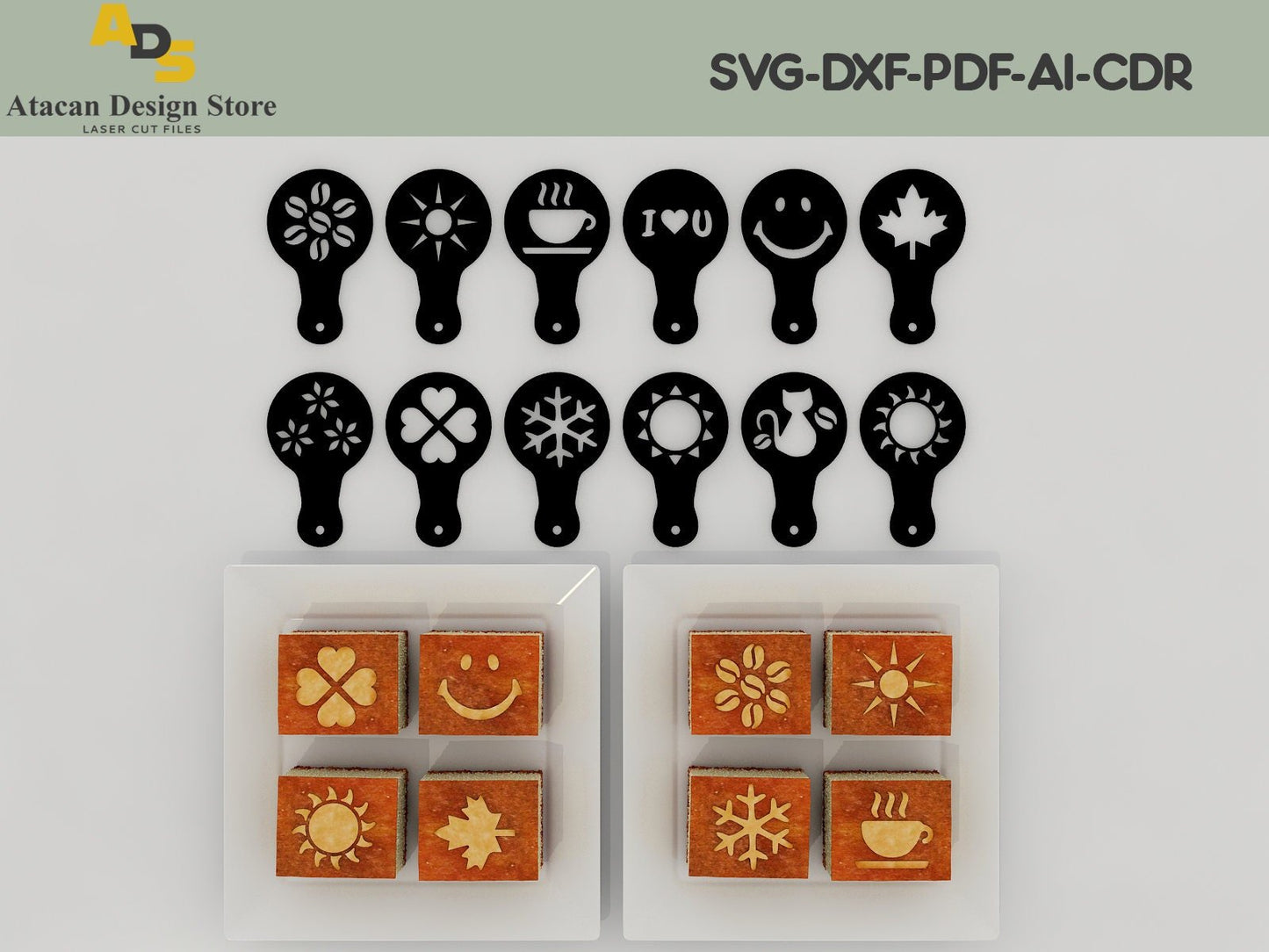 Laser cut SVG files / Cappuccino Coffee Template / Cooking Stencils / Cricut, Glowforge files ADS095